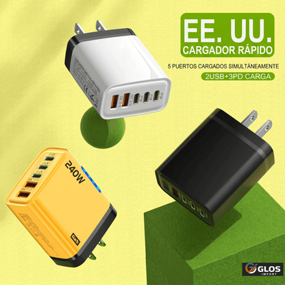 Cargador USB C de alta potencia para celular y laptop.