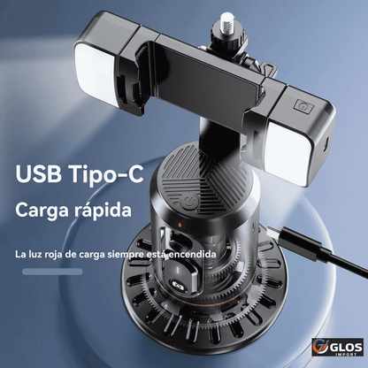 Gimbal para celular con rotación 360 y control por gestos.