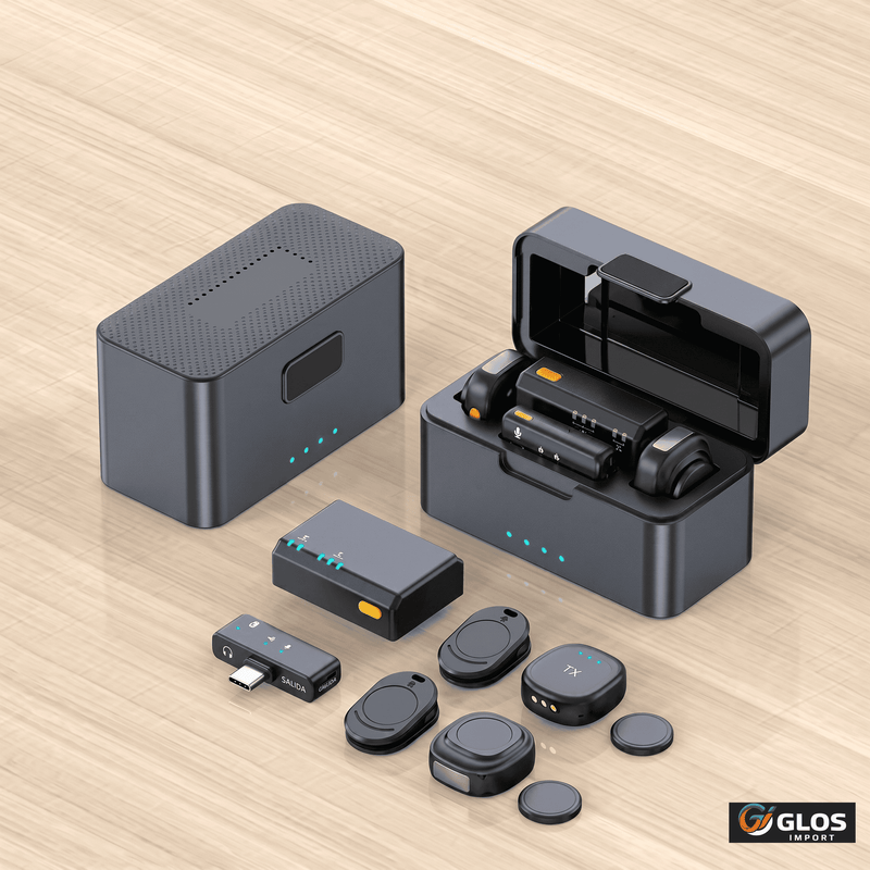 Micrófono inalámbrico D07 Pro Mini con estuche de carga.