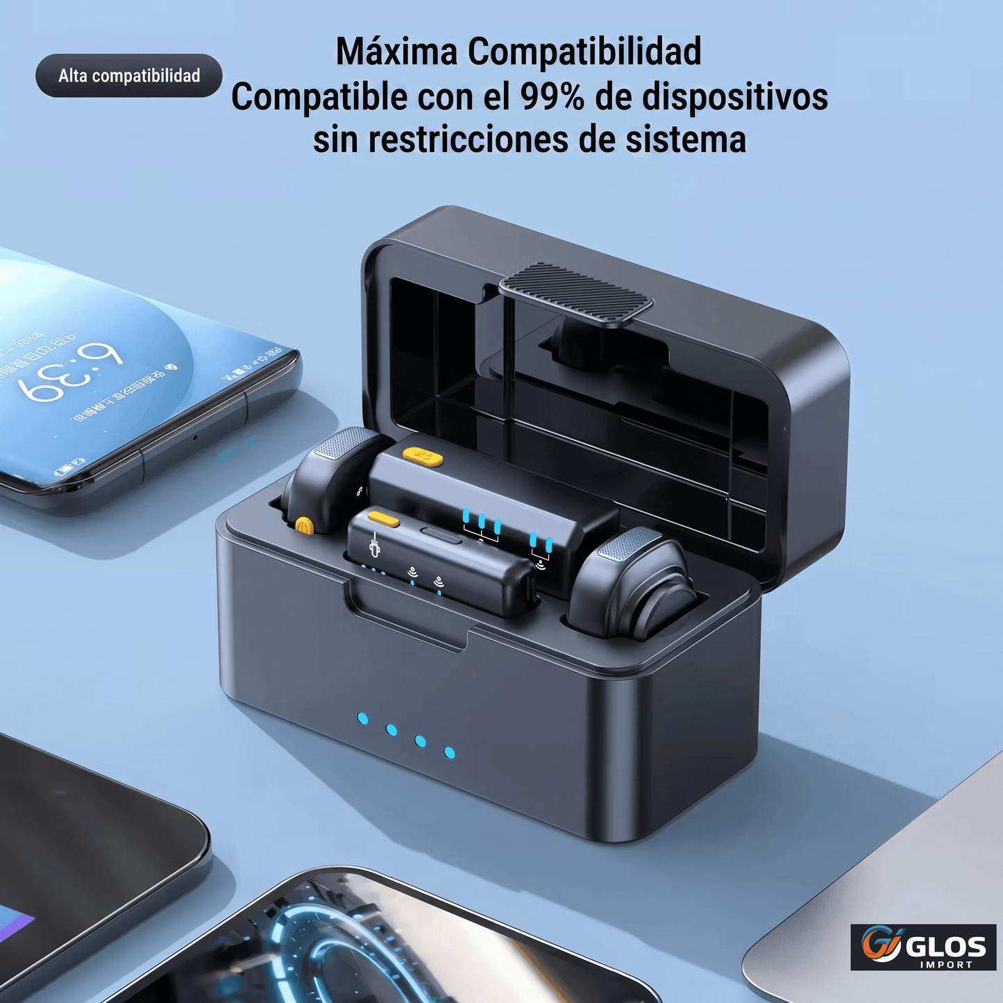 Micrófono inalámbrico portátil con reducción de ruido para celular.