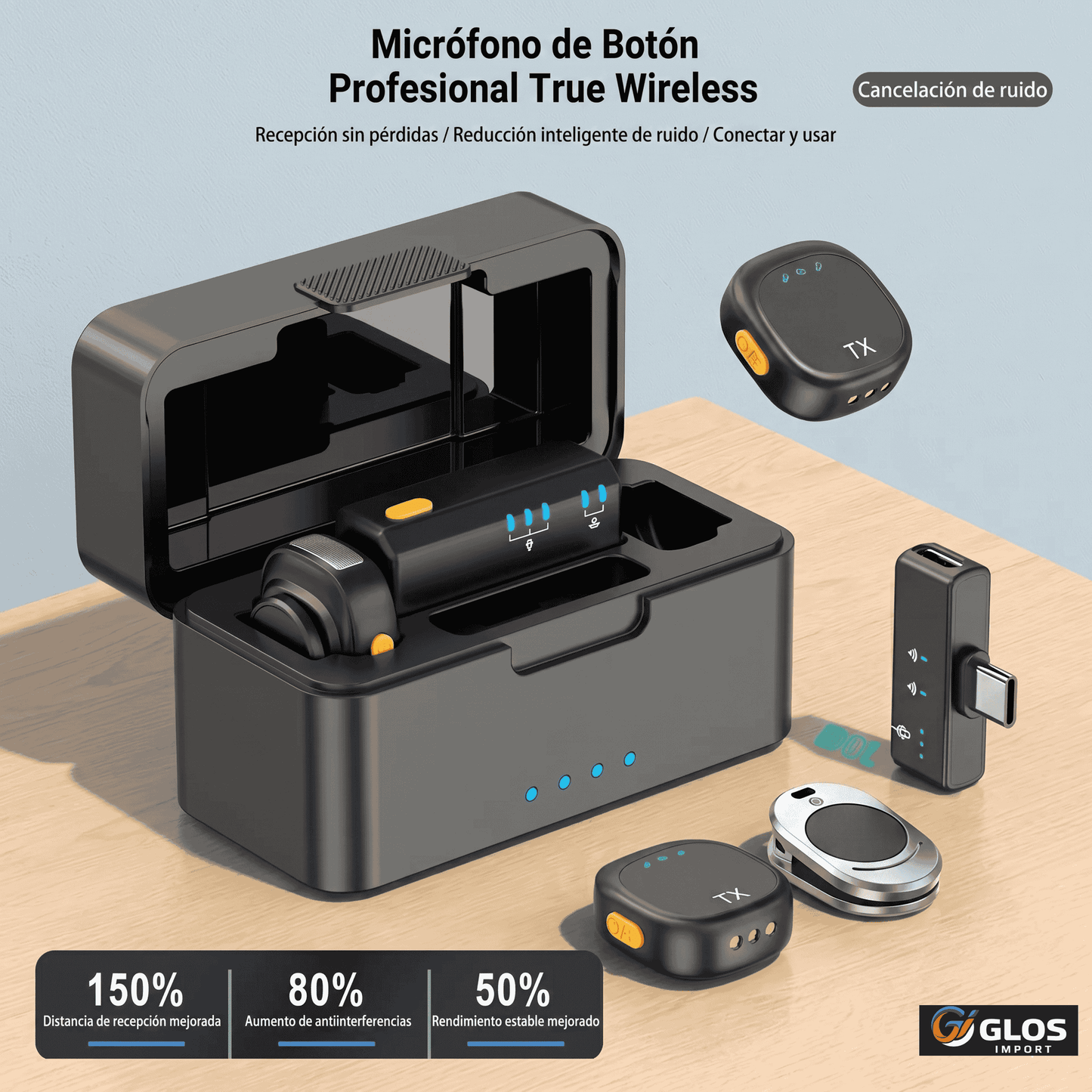 Micrófono inalámbrico mini para grabar videos y entrevistas.