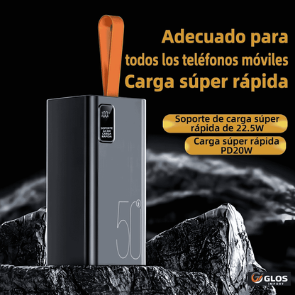 Power bank grande y resistente con salida de carga rápida.